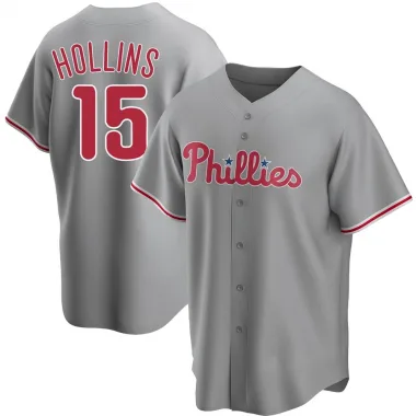 Men's Mitchell and Ness Dave Hollins Philadelphia Phillies Replica Grey Throwback  Jersey