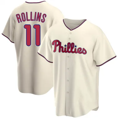 Buy MLB Youth Philadelphia Phillies Jimmy Rollins Ivory Alternate Short  Sleeve 6 Button Synthetic Replica Baseball Jersey Spring 2011 (Ivory,  Large) Online at Low Prices in India 